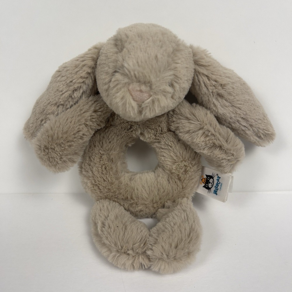 Jellycat‎ of London Bashful Beige Bunny Plush Baby Rattle Lovey Stuffed Toy 7"